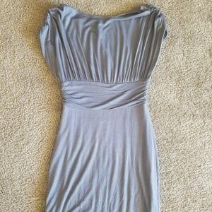 Fitted, Mid Thigh Length Grey Dress w/ Ruching
